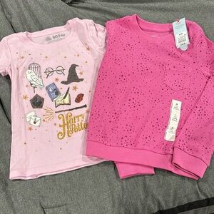 Girls size 8 Harry Potter tee pink waffle long sleeve with stars